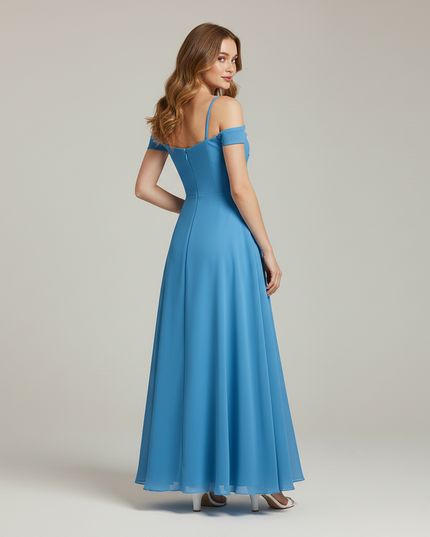Hellblaues Jugendweihe Kleid Prom Off Shoulder Lang - Ansicht 2