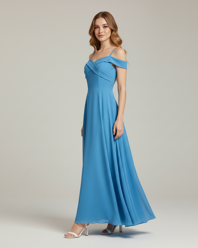 Hellblaues Jugendweihe Kleid Prom Off Shoulder Lang - Ansicht 3