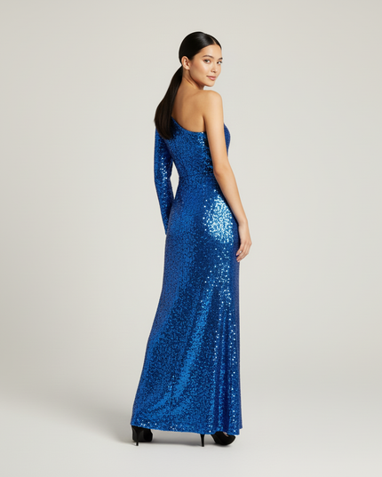 Hellblaues Jugendweihe Kleid Sequin Einschulter Kinder - Ansicht 2