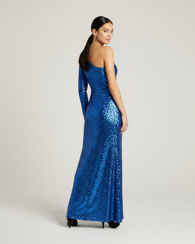 Hellblaues Jugendweihe Kleid Sequin Einschulter Kinder - Ansicht 2