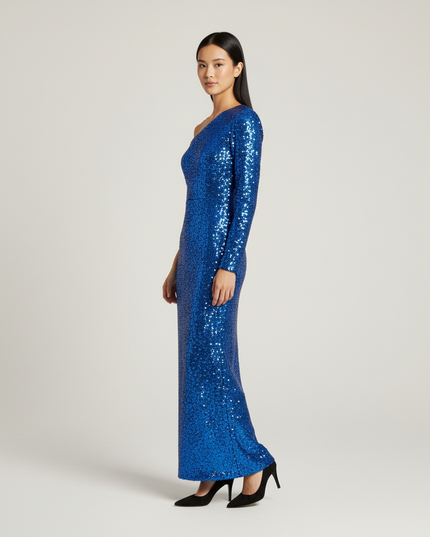 Hellblaues Jugendweihe Kleid Sequin Einschulter Kinder - Ansicht 3
