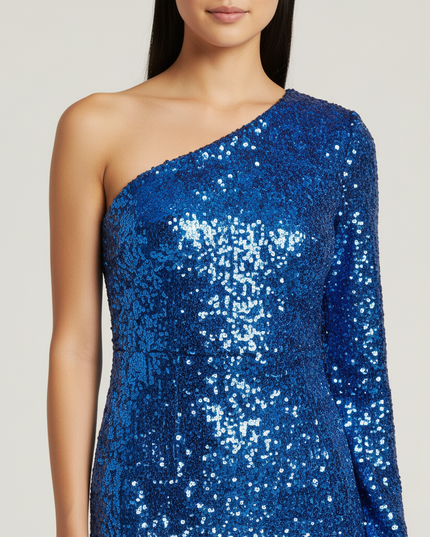 Hellblaues Jugendweihe Kleid Sequin Einschulter Kinder - Ansicht 4