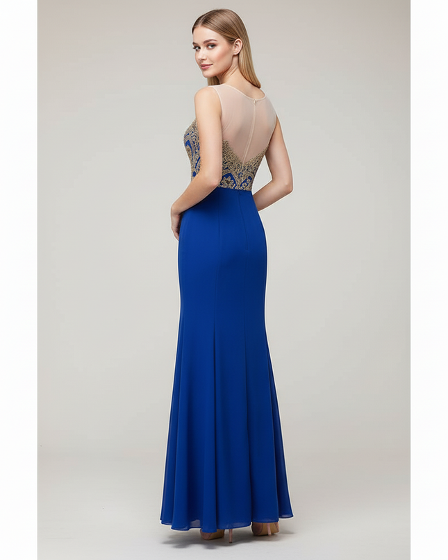Jugendweihe Kleid Blau Gold Meerjungfrau Spitze - Ansicht 2