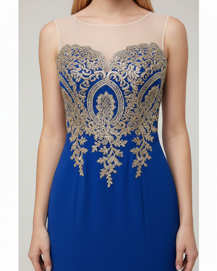 Jugendweihe Kleid Blau Gold Meerjungfrau Spitze - Ansicht 4