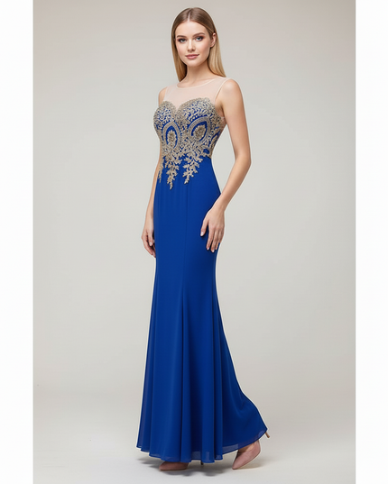Jugendweihe Kleid Blau Gold Meerjungfrau Spitze - Ansicht 5