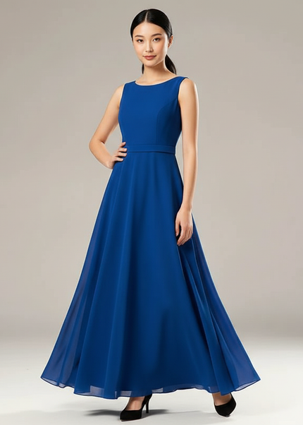 Jugendweihe Kleid Blau Lang Glitzer Kinder | Chiffon - Ansicht 1