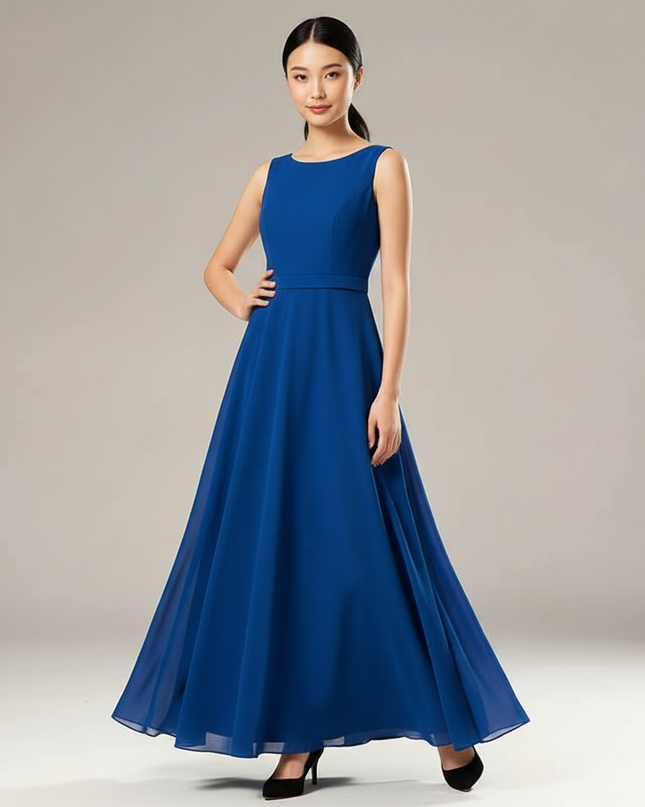 Jugendweihe Kleid Blau Lang Glitzer Kinder | Chiffon - Ansicht 1