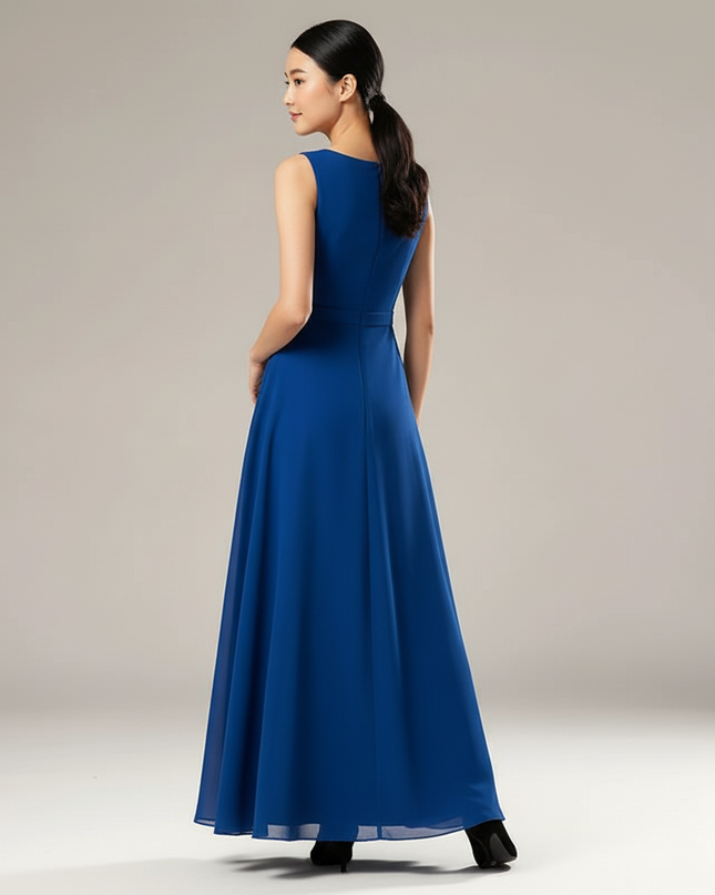 Jugendweihe Kleid Blau Lang Glitzer Kinder | Chiffon - Ansicht 2