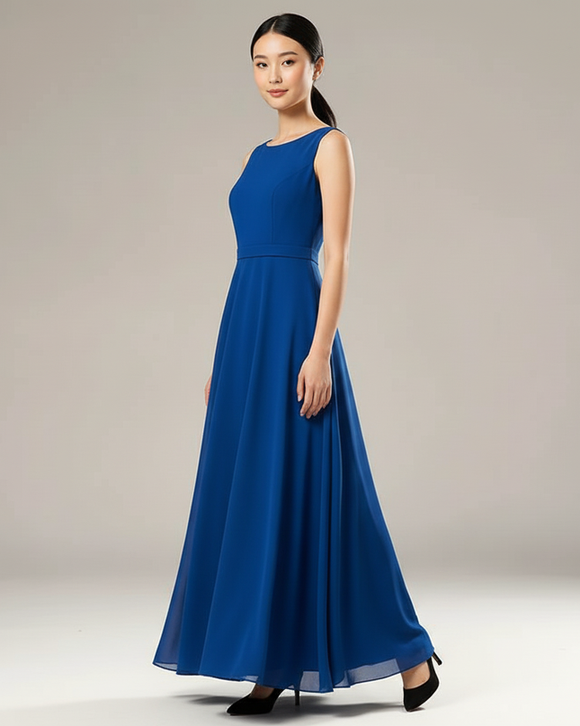 Jugendweihe Kleid Blau Lang Glitzer Kinder | Chiffon - Ansicht 3