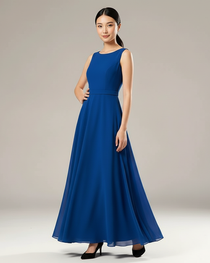 Jugendweihe Kleid Blau Lang Glitzer Kinder | Chiffon - Ansicht 5