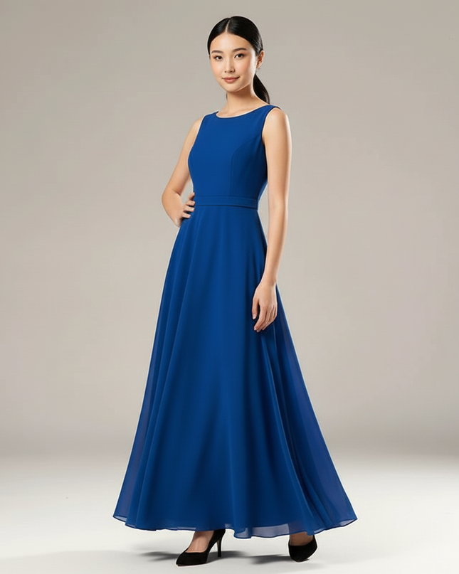Jugendweihe Kleid Blau Lang Glitzer Kinder | Chiffon - Ansicht 5