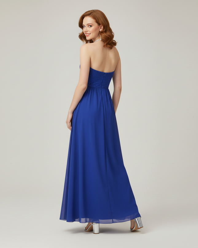 Jugendweihe Kleid Blau Maedchen Lang Spitze Chiffon - Ansicht 2