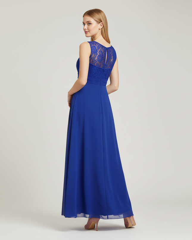 Jugendweihe Kleid Blau Spitze Royalblau Chiffon Lang - Ansicht 2