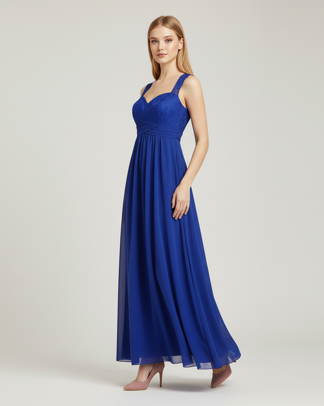 Jugendweihe Kleid Blau Spitze Royalblau Chiffon Lang - Ansicht 3