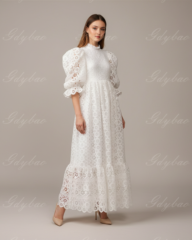 Jugendweihe Kleid Blumenmaedchen Puffaermel Glitzer Kinder - Ansicht 1