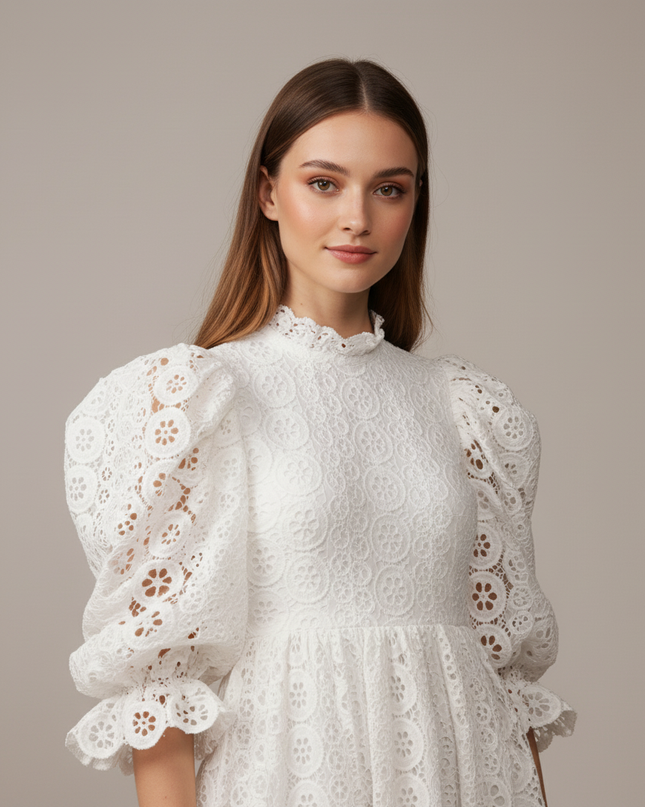Jugendweihe Kleid Blumenmaedchen Puffaermel Glitzer Kinder - Ansicht 4