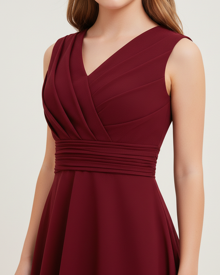 Jugendweihe Kleid Bordeaux Asymmetrisch Chiffon - Ansicht 3