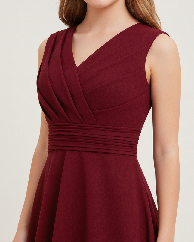 Jugendweihe Kleid Bordeaux Asymmetrisch Chiffon - Ansicht 3