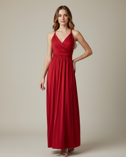 Jugendweihe Kleid Bordeaux Rot Multiway | Bodenlang - Ansicht 1
