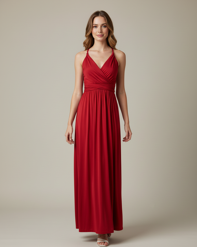 Jugendweihe Kleid Bordeaux Rot Multiway | Bodenlang - Ansicht 5