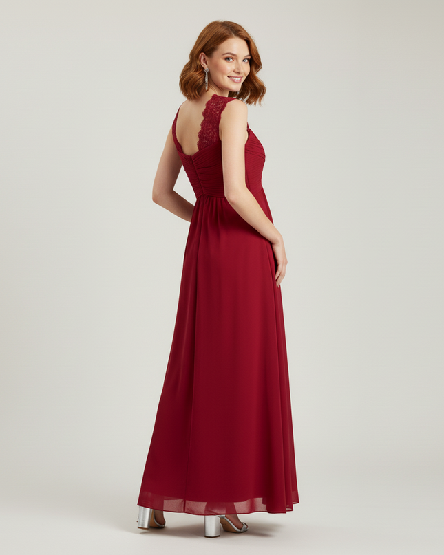 Jugendweihe Kleid Burgund Blumen Spitze Kinder | Lang - Ansicht 2