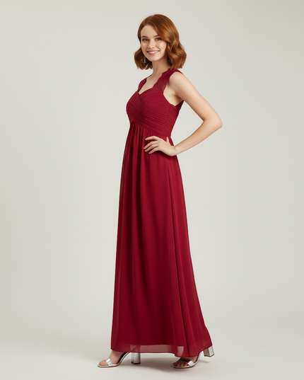 Jugendweihe Kleid Burgund Blumen Spitze Kinder | Lang - Ansicht 3