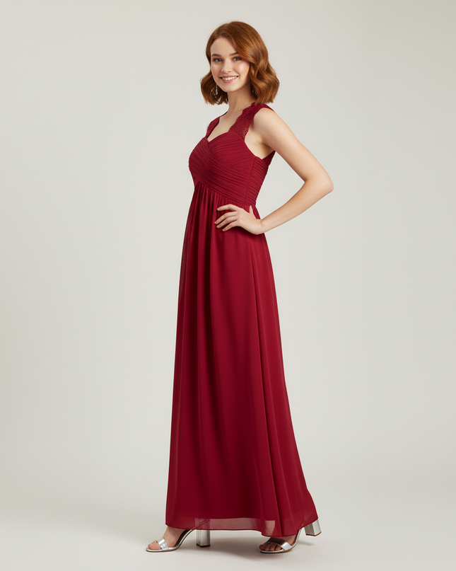 Jugendweihe Kleid Burgund Blumen Spitze Kinder | Lang - Ansicht 3