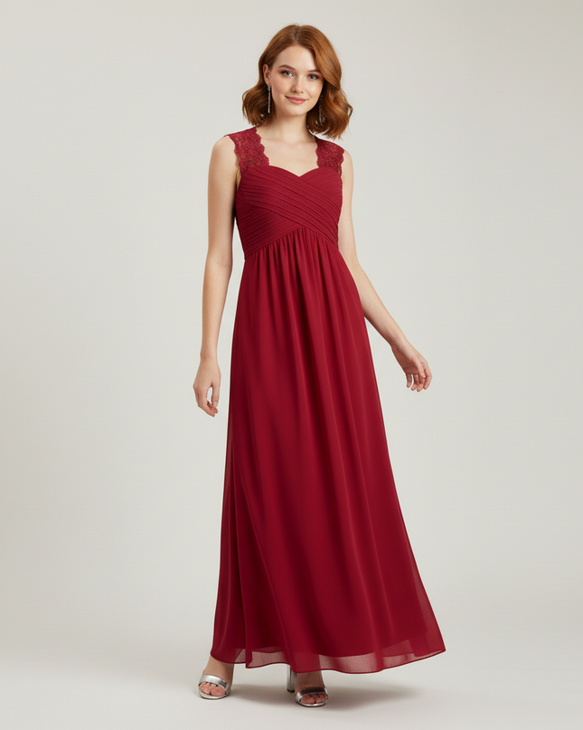 Jugendweihe Kleid Burgund Blumen Spitze Kinder | Lang - Ansicht 5