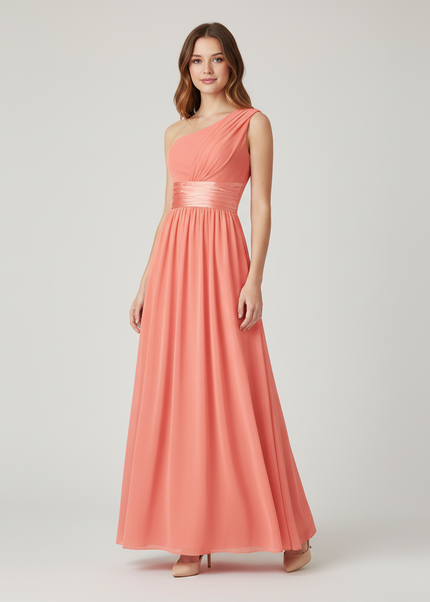 Jugendweihe Kleid Coral Einschultrig Chiffon | Festlich - Ansicht 1