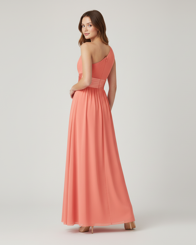 Jugendweihe Kleid Coral Einschultrig Chiffon | Festlich - Ansicht 2