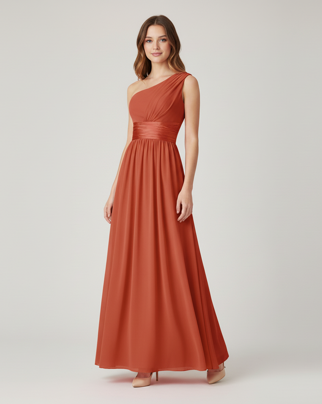 Jugendweihe Kleid Coral Einschultrig Chiffon | Festlich - Ansicht 3