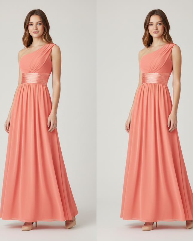Jugendweihe Kleid Coral Einschultrig Chiffon | Festlich - Ansicht 4