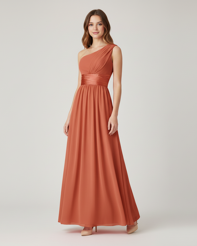 Jugendweihe Kleid Coral Einschultrig Chiffon | Festlich - Ansicht 5