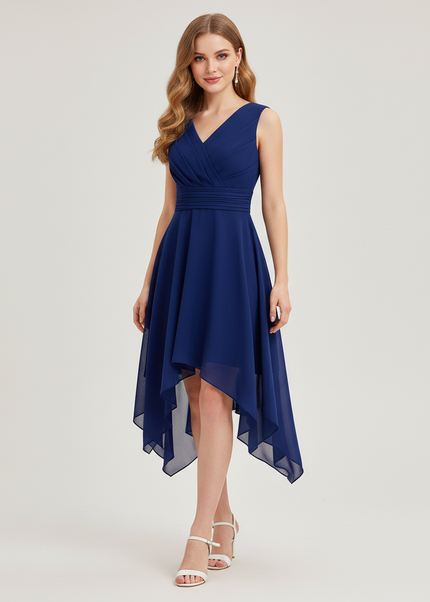 Jugendweihe Kleid Dunkelblau Asymmetrisch Kinder - Ansicht 1