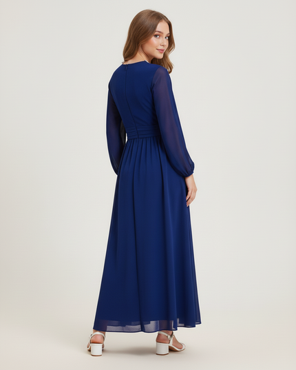 Jugendweihe Kleid Dunkelblau Blumenkind-Kleid - Ansicht 2