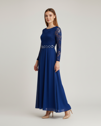 Jugendweihe Kleid Dunkelblau Blumenkind-Kleid - Ansicht 5