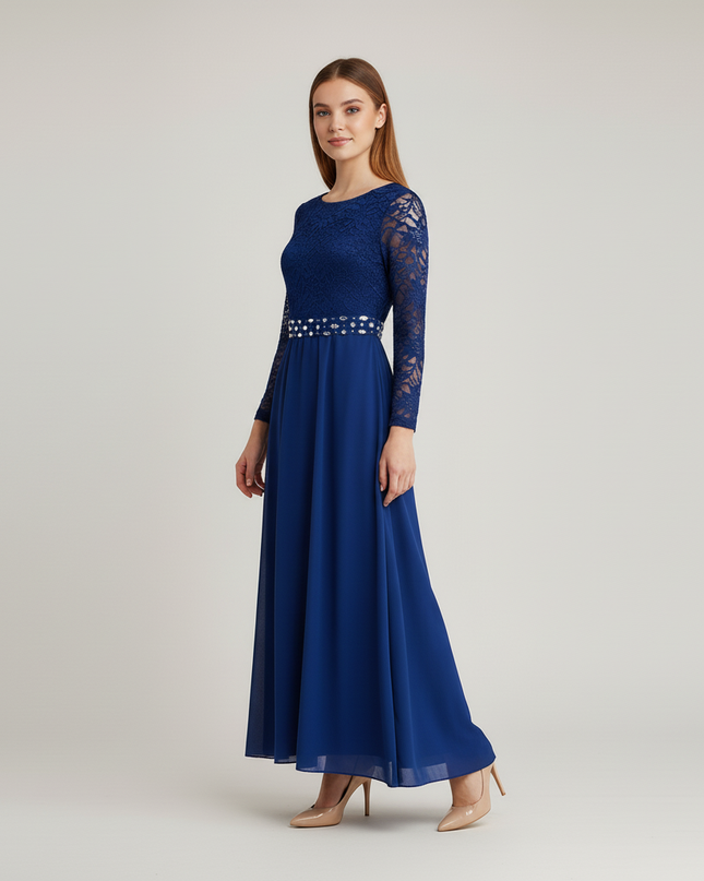Jugendweihe Kleid Dunkelblau Blumenkind-Kleid - Ansicht 5