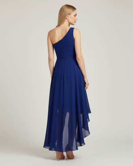 Jugendweihe Kleid Dunkelblau Chiffon Einfarbig Kinder - Ansicht 2