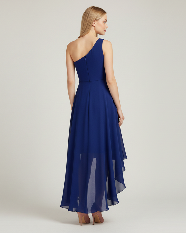 Jugendweihe Kleid Dunkelblau Chiffon Einfarbig Kinder - Ansicht 2