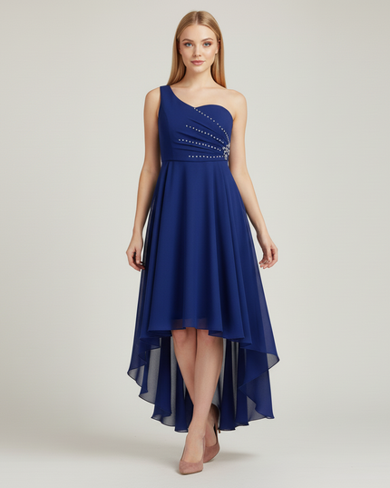 Jugendweihe Kleid Dunkelblau Chiffon Einfarbig Kinder - Ansicht 5