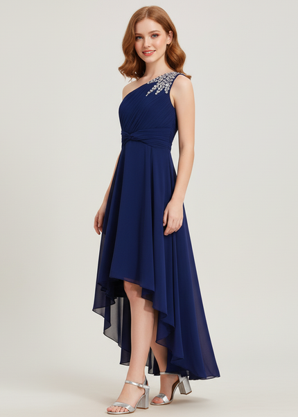 Jugendweihe Kleid Dunkelblau Chiffon Kinder Festlich - Ansicht 1