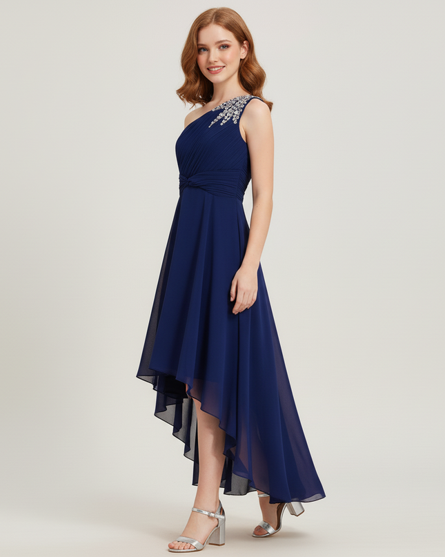 Jugendweihe Kleid Dunkelblau Chiffon Kinder Festlich - Ansicht 3