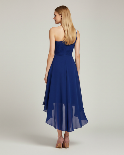 Jugendweihe Kleid Dunkelblau Einschulter Kinder - Ansicht 2