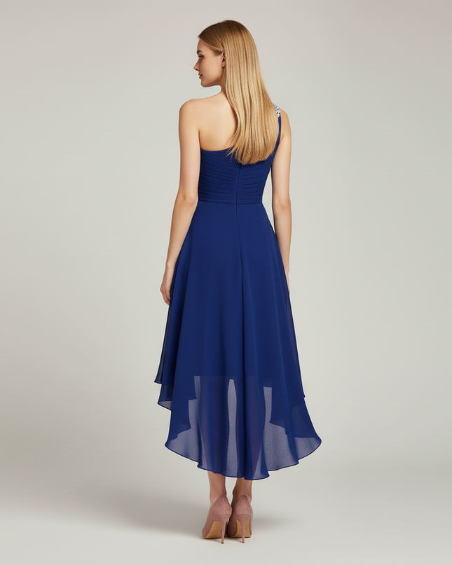 Jugendweihe Kleid Dunkelblau Einschulter Kinder - Ansicht 2