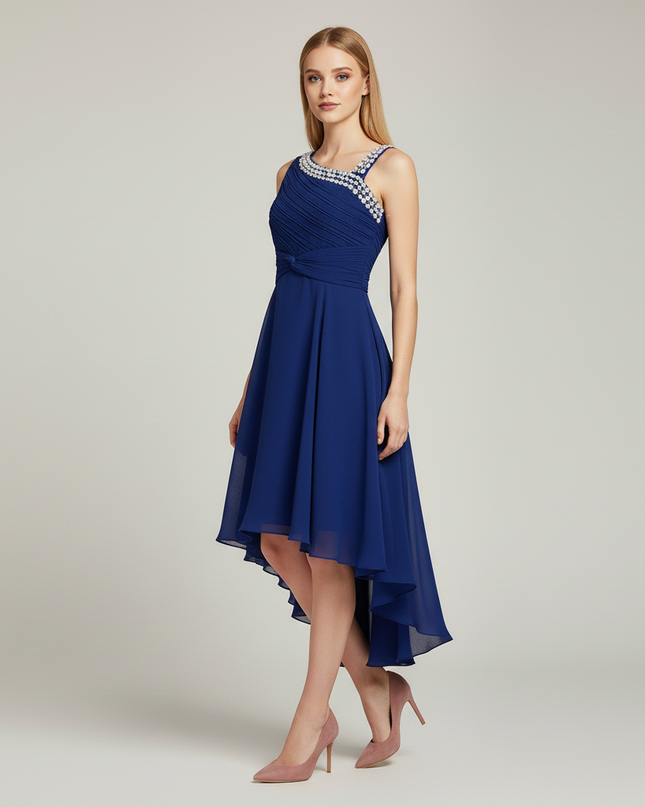 Jugendweihe Kleid Dunkelblau Einschulter Kinder - Ansicht 3