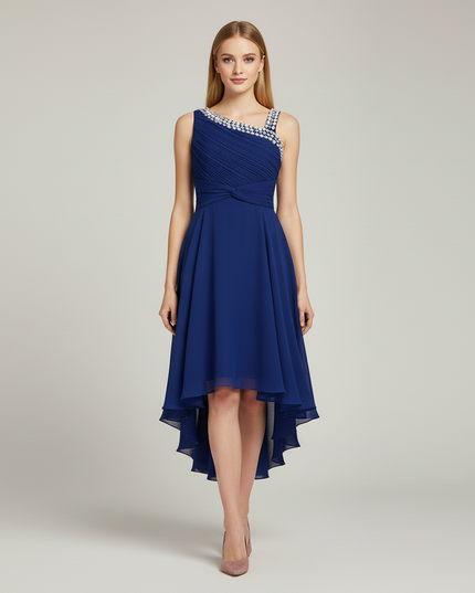 Jugendweihe Kleid Dunkelblau Einschulter Kinder - Ansicht 5