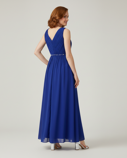Jugendweihe Kleid Dunkelblau Elegant Lang A-Linie - Ansicht 2