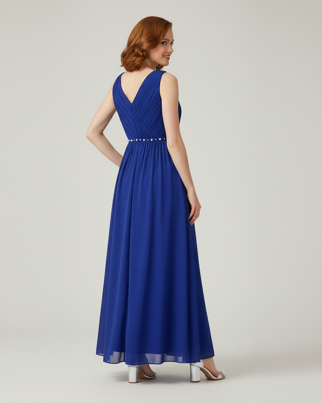 Jugendweihe Kleid Dunkelblau Elegant Lang A-Linie - Ansicht 2