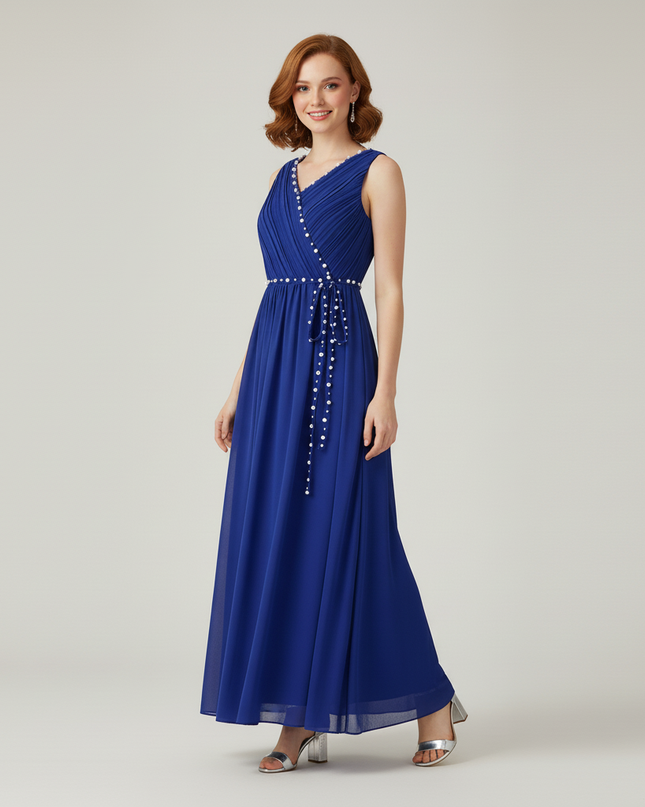 Jugendweihe Kleid Dunkelblau Elegant Lang A-Linie - Ansicht 5