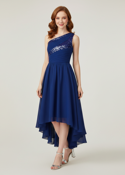 Jugendweihe Kleid Dunkelblau Glitzer Pailletten - Ansicht 1